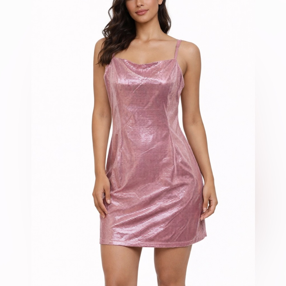 Revolve Superdown Size Medium Blush Pink & Silver Zip-Up Mini Dress